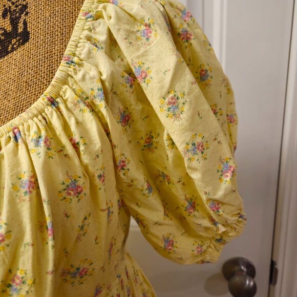 *SOLD *Mable CASSIDY PEASANT MINI DRESS Size L Yellow - Picture 9 of 16